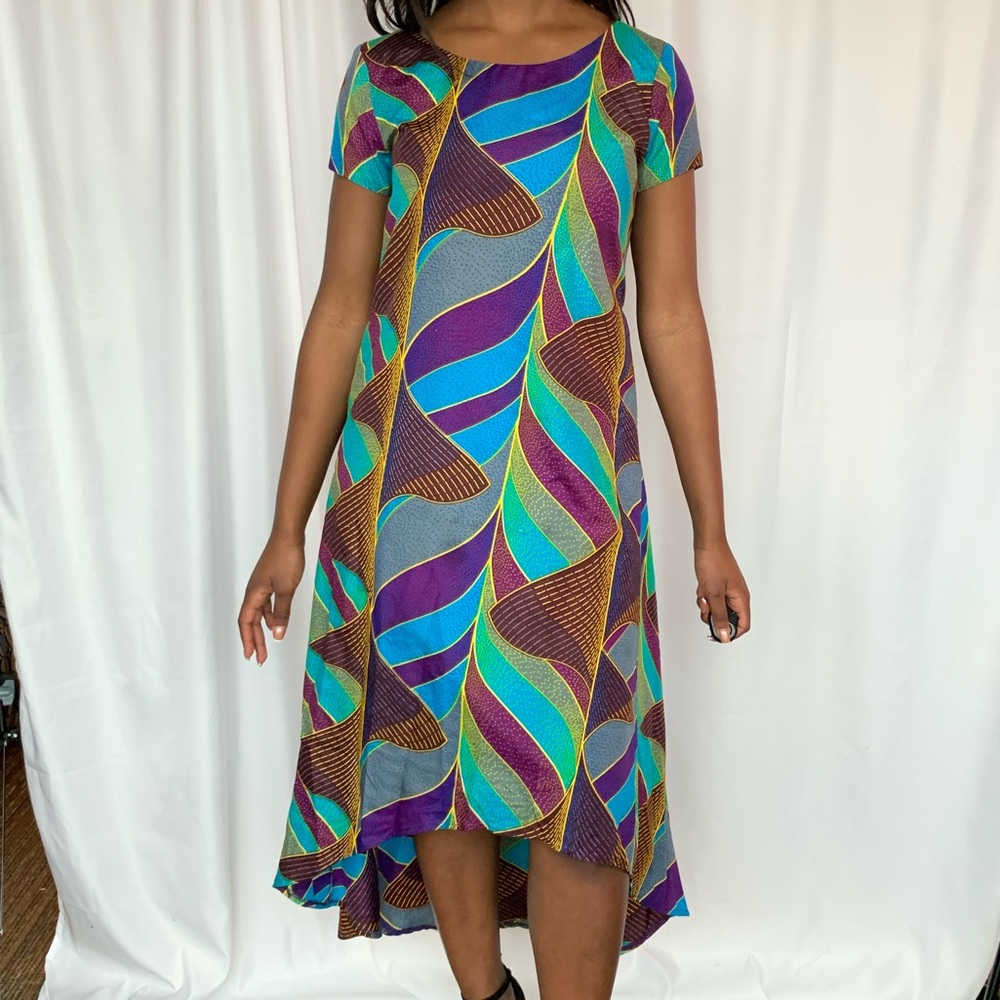 Purple African print high low dress